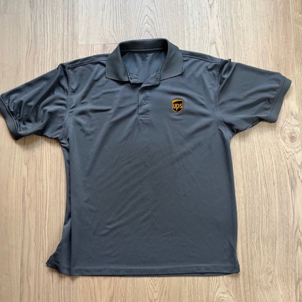 UPS Polo Shirt‎ Men's Large Uniform Short Sleeve Workwear Gray Logo Top